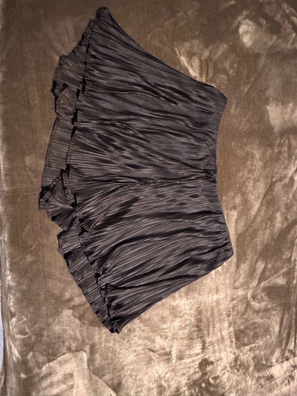 Black Pleated Ruffle Mini Short